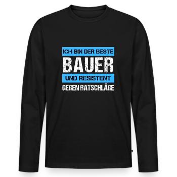 Agriculteur résistant - T-shirt manches longues Premium bio Homme - noir - Devant - Nico (187cm)
