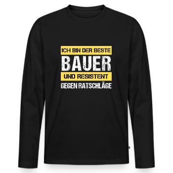 Agriculteur résistant - T-shirt manches longues Premium bio Homme - noir - Devant - Nico (187cm)