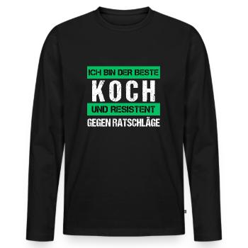 Cuisson résistante - T-shirt manches longues Premium bio Homme - noir - Devant - Nico (187cm)