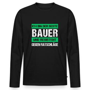 Agriculteur résistant - T-shirt manches longues Premium bio Homme - noir - Devant - Nico (187cm)