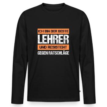 Professeur résistant - T-shirt manches longues Premium bio Homme - noir - Devant - Nico (187cm)