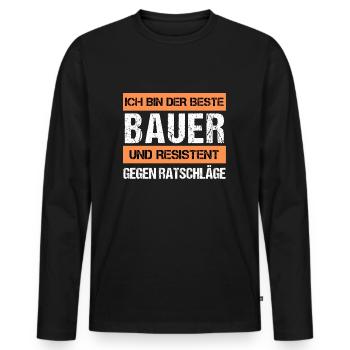 Agriculteur résistant - T-shirt manches longues Premium bio Homme - noir - Devant - Nico (187cm)