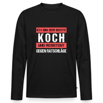 Cuisinier résistant - T-shirt manches longues Premium bio Homme - noir - Devant - Nico (187cm)