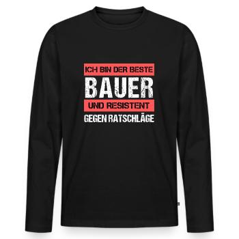 Agriculteur résistant - T-shirt manches longues Premium bio Homme - noir - Devant - Nico (187cm)