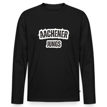 Garçons d’Aix-la-Chapelle - T-shirt manches longues Premium bio Homme - noir - Devant - Nico (187cm)