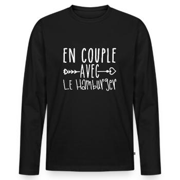 En Couple avec Hamburger, cadeau Fans de Hamburger - T-shirt manches longues Premium bio Homme - noir - Devant - Nico (187cm)