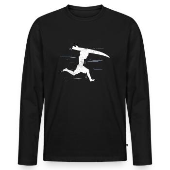 Surfer surfing boarder running race - Men's Premium Organic Long Sleeve Shirt - black - Front - Nico (187cm)