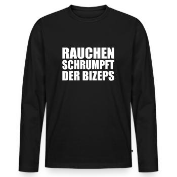 rauchen schrumpft der bizeps - Männer Premium Bio Langarmshirt - Schwarz - Vorne - Nico (187cm)