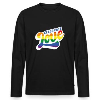 Celebrate love - weiss - Männer Premium Bio Langarmshirt - Schwarz - Vorne - Nico (187cm)