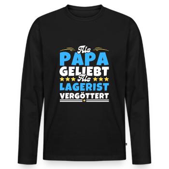 Als Papa geliebt, als Lagerist vergöttert - Männer Premium Bio Langarmshirt - Schwarz - Vorne - Nico (187cm)