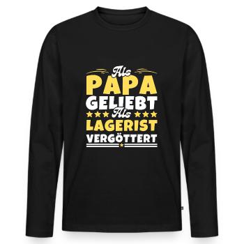 Als Papa geliebt, als Lagerist vergöttert - Männer Premium Bio Langarmshirt - Schwarz - Vorne - Nico (187cm)
