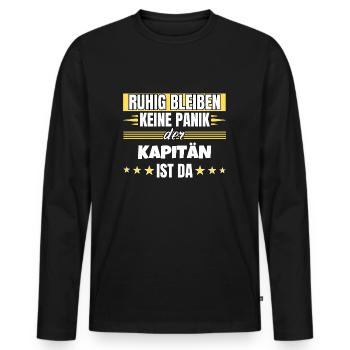 Ruhig bleiben ich bin Kapitän - Männer Premium Bio Langarmshirt - Schwarz - Vorne - Nico (187cm)