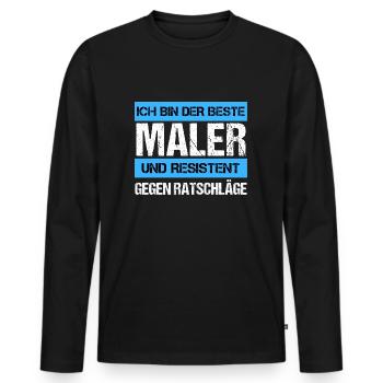 Peintre résistant - T-shirt manches longues Premium bio Homme - noir - Devant - Nico (187cm)