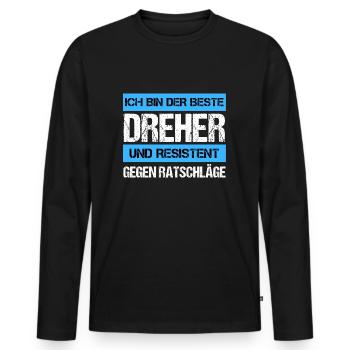 Resistenter Dreher - Männer Premium Bio Langarmshirt - Schwarz - Vorne - Nico (187cm)