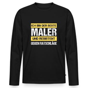 Peintre résistant - T-shirt manches longues Premium bio Homme - noir - Devant - Nico (187cm)
