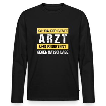 Médecin résistant - T-shirt manches longues Premium bio Homme - noir - Devant - Nico (187cm)