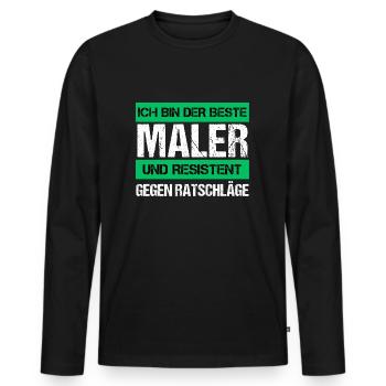 Peintre résistant - T-shirt manches longues Premium bio Homme - noir - Devant - Nico (187cm)