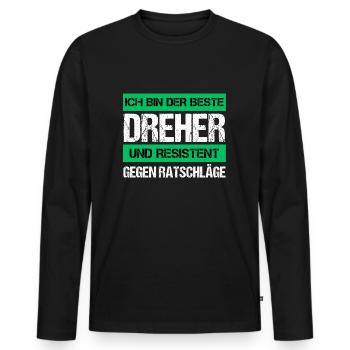 Resistenter Dreher - Männer Premium Bio Langarmshirt - Schwarz - Vorne - Nico (187cm)