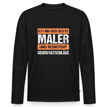 Peintre résistant - T-shirt manches longues Premium bio Homme - noir - Devant - Nico (187cm)
