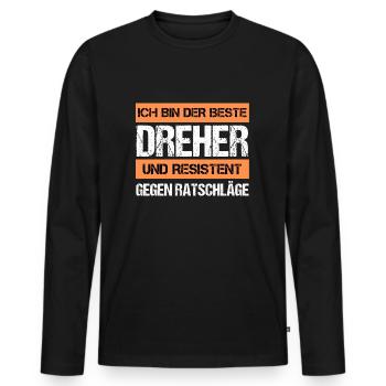 Resistenter Dreher - Männer Premium Bio Langarmshirt - Schwarz - Vorne - Nico (187cm)