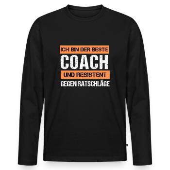 Entraîneur résistant - T-shirt manches longues Premium bio Homme - noir - Devant - Nico (187cm)