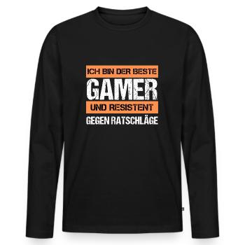 Gamer résistant - T-shirt manches longues Premium bio Homme - noir - Devant - Nico (187cm)