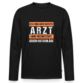 Resistenter Arzt - Männer Premium Bio Langarmshirt - Schwarz - Vorne - Nico (187cm)