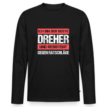 Resistenter Dreher - Männer Premium Bio Langarmshirt - Schwarz - Vorne - Nico (187cm)