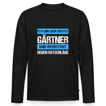 Jardinier résistant - T-shirt manches longues Premium bio Homme - noir - Devant - Nico (187cm)