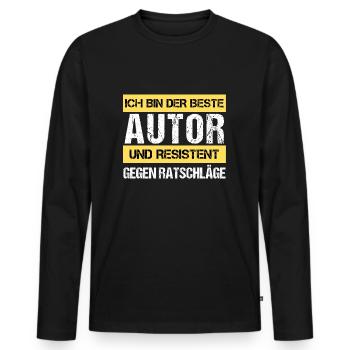 Auteur résistant - T-shirt manches longues Premium bio Homme - noir - Devant - Nico (187cm)