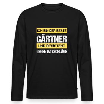 Jardinier résistant - T-shirt manches longues Premium bio Homme - noir - Devant - Nico (187cm)