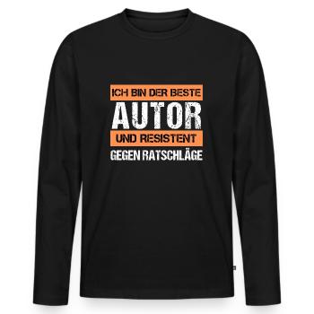Auteur résistant - T-shirt manches longues Premium bio Homme - noir - Devant - Nico (187cm)