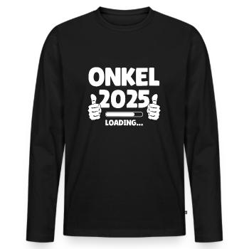 Onkel 2025 Loading - Männer Premium Bio Langarmshirt - Schwarz - Vorne - Nico (187cm)