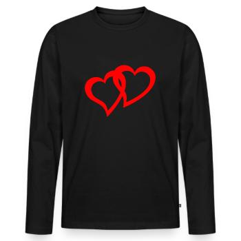 doppel Herzen rot - Männer Premium Bio Langarmshirt - Schwarz - Vorne - Nico (187cm)