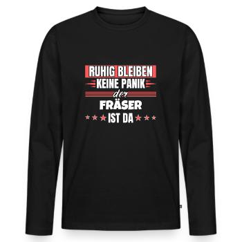 Ruhig bleiben ich bin Fräser - Männer Premium Bio Langarmshirt - Schwarz - Vorne - Nico (187cm)