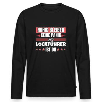 Ruhig bleiben ich bin Lockführer - Männer Premium Bio Langarmshirt - Schwarz - Vorne - Nico (187cm)
