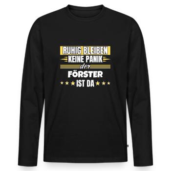 Ruhig bleiben ich bin Förster - Männer Premium Bio Langarmshirt - Schwarz - Vorne - Nico (187cm)