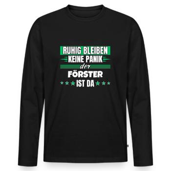 Ruhig bleiben ich bin Förster - Männer Premium Bio Langarmshirt - Schwarz - Vorne - Nico (187cm)