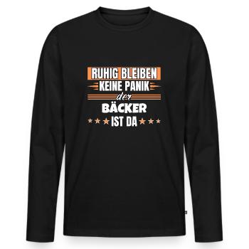 Ruhig bleiben ich bin Bäcker - Männer Premium Bio Langarmshirt - Schwarz - Vorne - Nico (187cm)