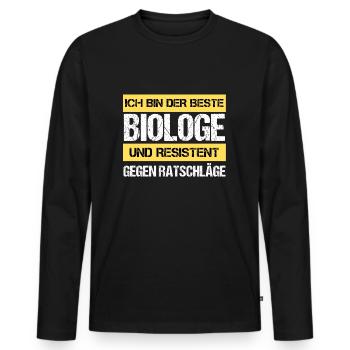 Resistenter Biologe - Männer Premium Bio Langarmshirt - Schwarz - Vorne - Nico (187cm)