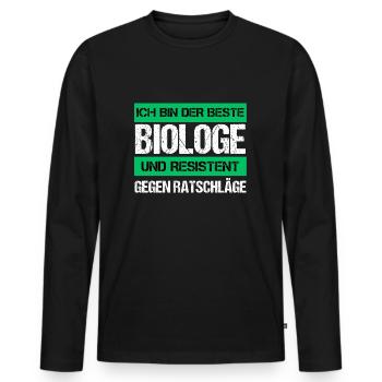 Biologiste résistant - T-shirt manches longues Premium bio Homme - noir - Devant - Nico (187cm)