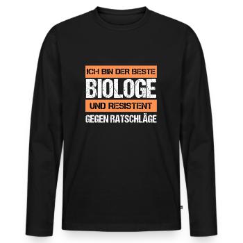 Resistenter Biologe - Männer Premium Bio Langarmshirt - Schwarz - Vorne - Nico (187cm)