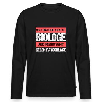 Biologiste résistant - T-shirt manches longues Premium bio Homme - noir - Devant - Nico (187cm)