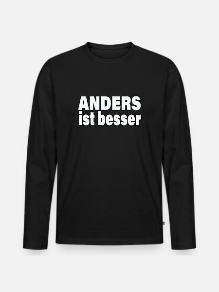 ANDERS IST BESSER - Männer Premium Bio Langarmshirt - Schwarz