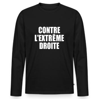 Against the far right - Men's Premium Organic Long Sleeve Shirt - black - Front - Nico (187cm)