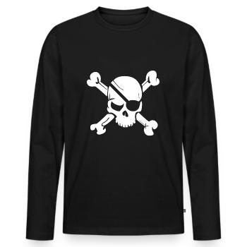 Deaths Head Skull Piraten Totenschädel - Männer Premium Bio Langarmshirt - Schwarz - Vorne - Nico (187cm)