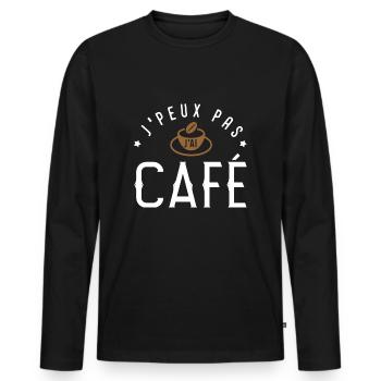 J'peux pas j'ai café cafetier torréfacteur barman - T-shirt manches longues Premium bio Homme - noir - Devant - Nico (187cm)