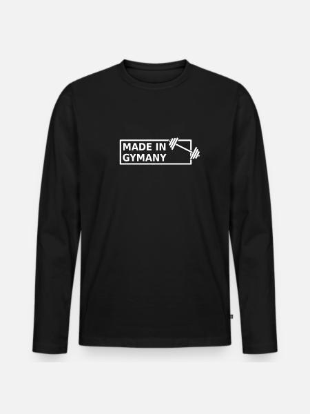 Made In Gymany Gym Workout Fitness - Männer Premium Bio Langarmshirt - Schwarz