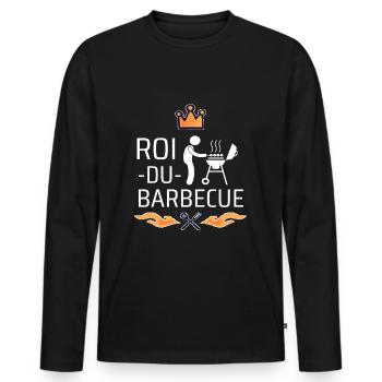 T shirt barbecue roi du barbecue humour cadeau. - T-shirt manches longues Premium bio Homme - noir - Devant - Nico (187cm)