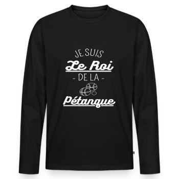 t shirt petanque roi de la petanque humour cadeau. - T-shirt manches longues Premium bio Homme - noir - Devant - Nico (187cm)